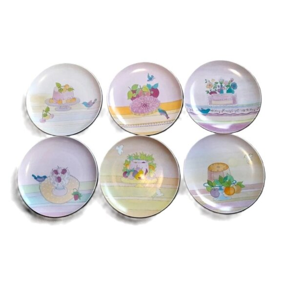 Vintage 1984 Dessert Plates by Annie Chazottes Set of 6 Collection Couer - Picture 5 of 11